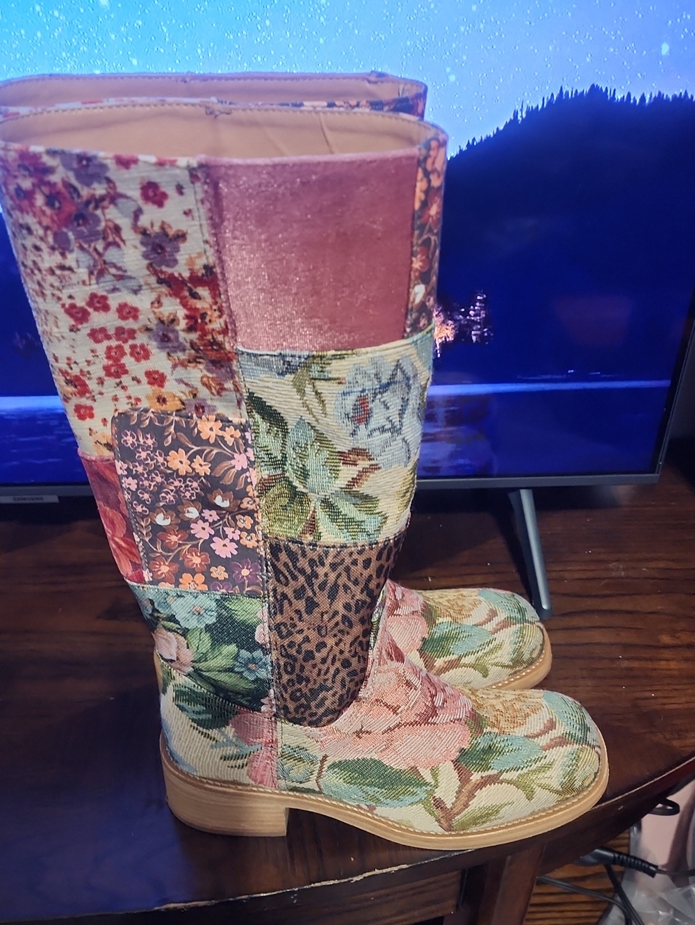 Steve Madden Riggs Boots Pink Floral